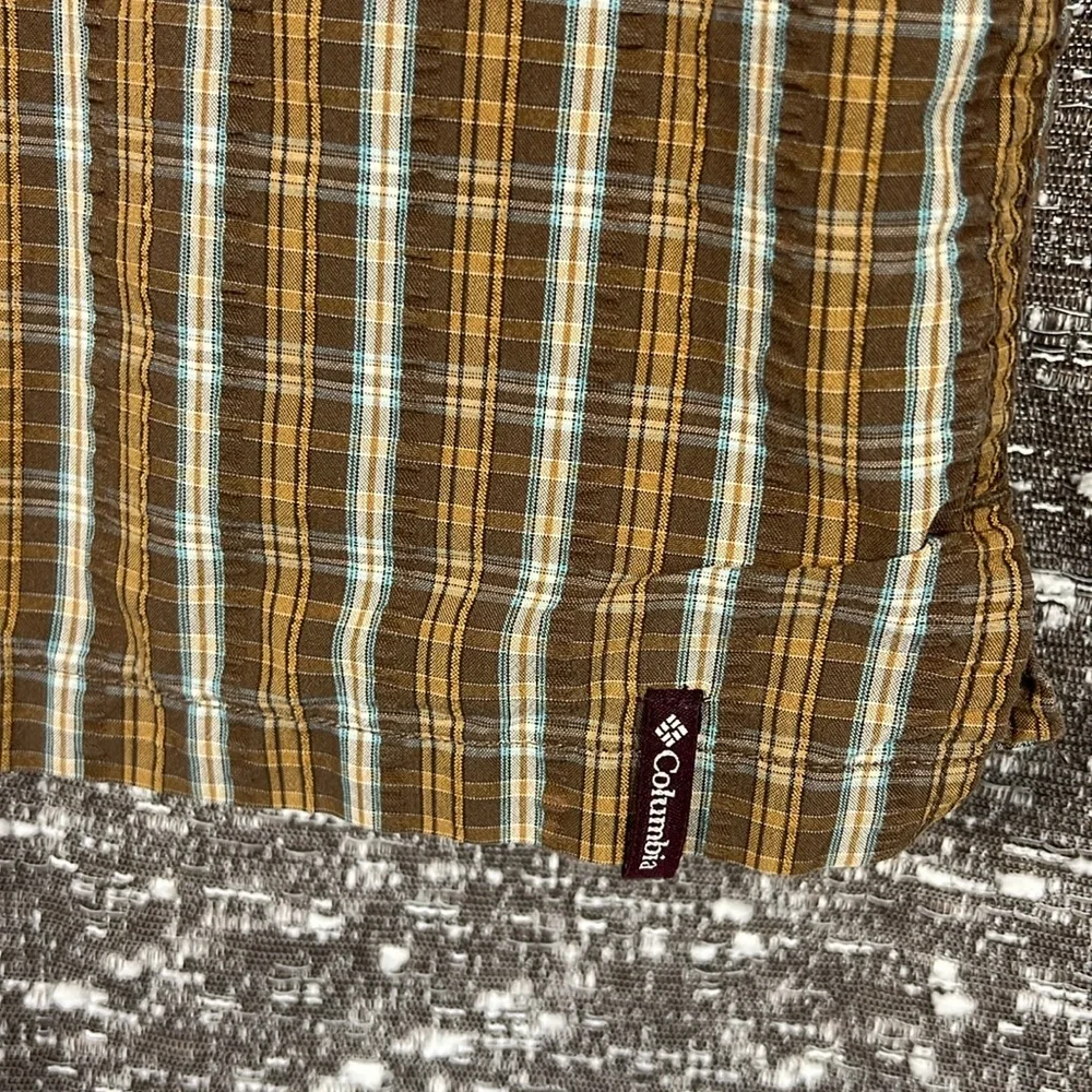 Vintage Columbia‎ Men's Causal Button Up Shirt Plaid BROWN